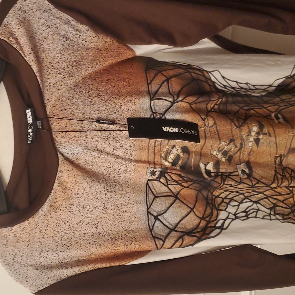 Plus size long sleeve bodycon mini dress - Picture 2 of 2